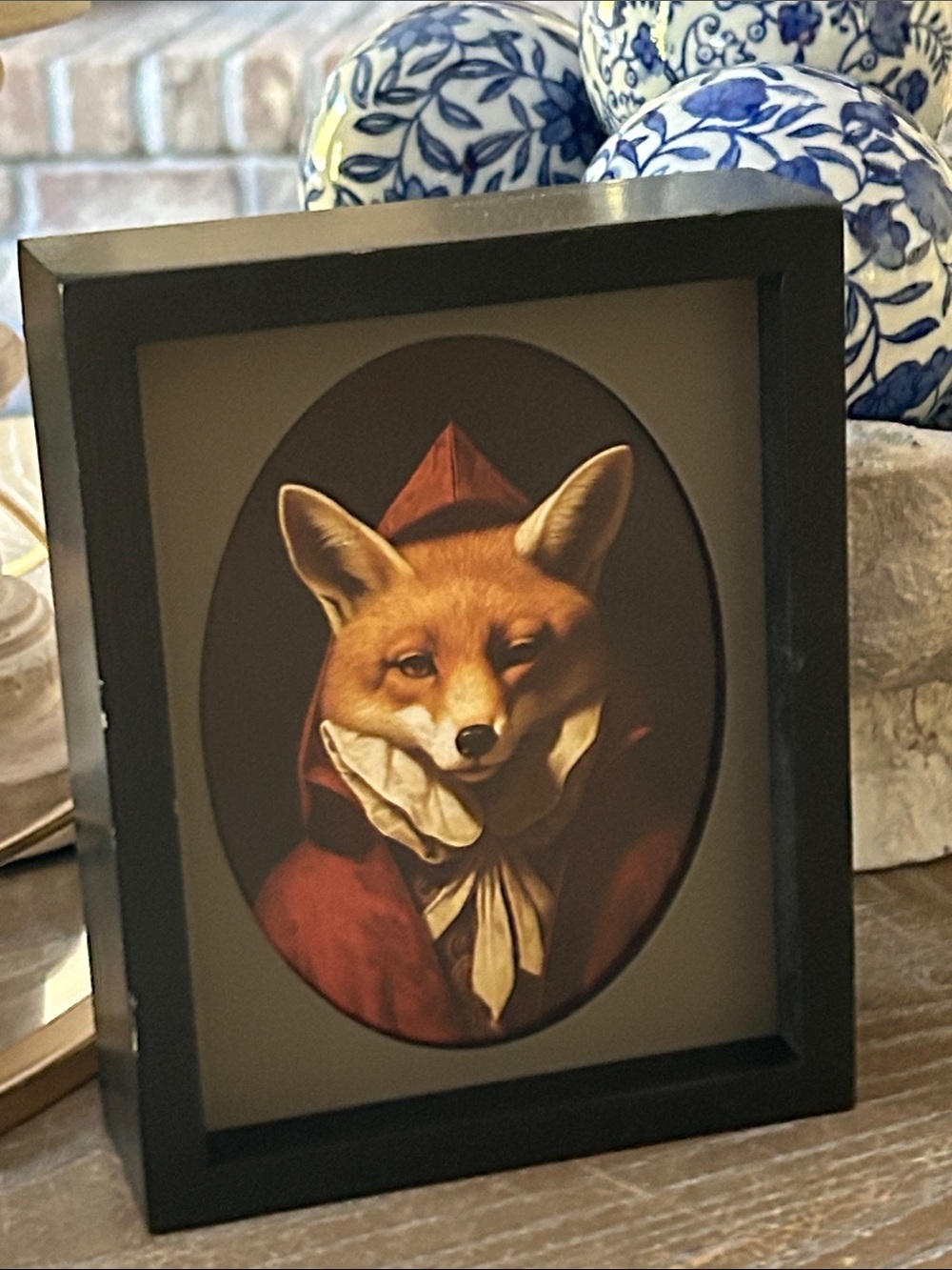 NEW! Black Rustic Framed Fox Portrait Fall Harvest Decor
